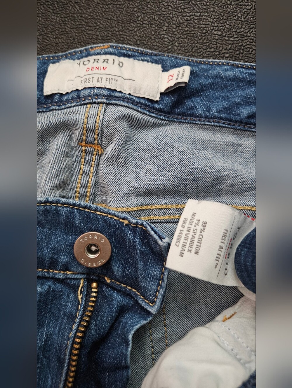 Torrid Distressed Light Blue Denim Bermuda Shorts Size 12 - Picture 6 of 8